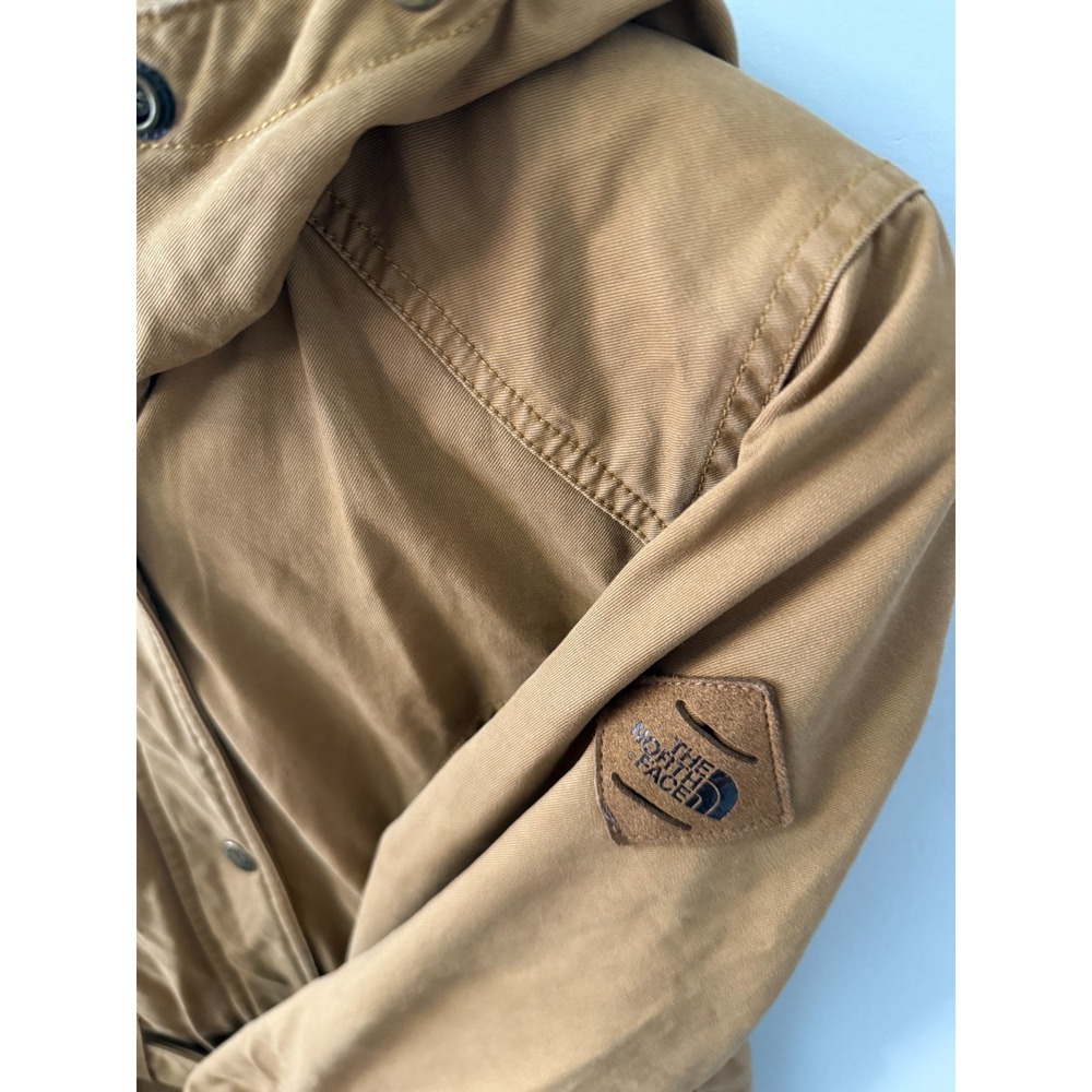 The North Face Fleece Lined Hooded Trench Jacket Wheat Women's Size Small Canvas - Picture 10 of 12